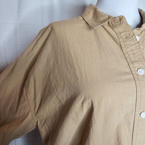 Madewell Signature Poplin Oversize Shirt Button Up Relaxed Long Sleeve Khaki M - Picture 4 of 13